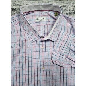 Robert Graham Dress Shirt 50 20 38/39 Tall Mens Purple Check Long Sleeve 3xl 4xl